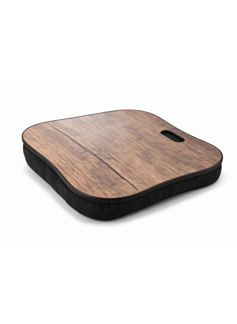 إيباسكت طاولة Lazylap مع وسادة – طاولة Lazylap مبطنة بقماش  وسطح من الخشب البنى تناسب أجهزة الكمبيوتر المحمولة حتى 17 بوصة مع فتحة للأجهزة اللوحية الهواتف مقاس(43سم*35سم) - Image 2